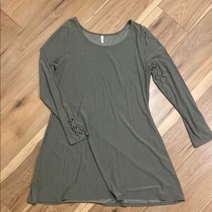 Mudd Olive Green Dress with Lace-Up Sleeves